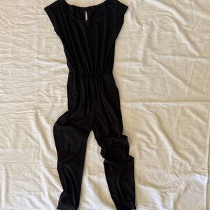 Black Women's Cap-Sleeve Jumpsuit